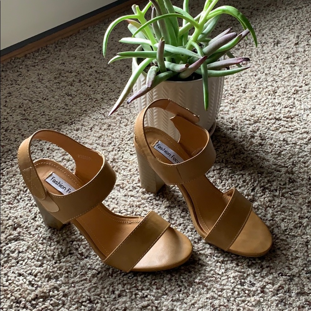 COPY - Tan Chunky Heels ~ Vegan